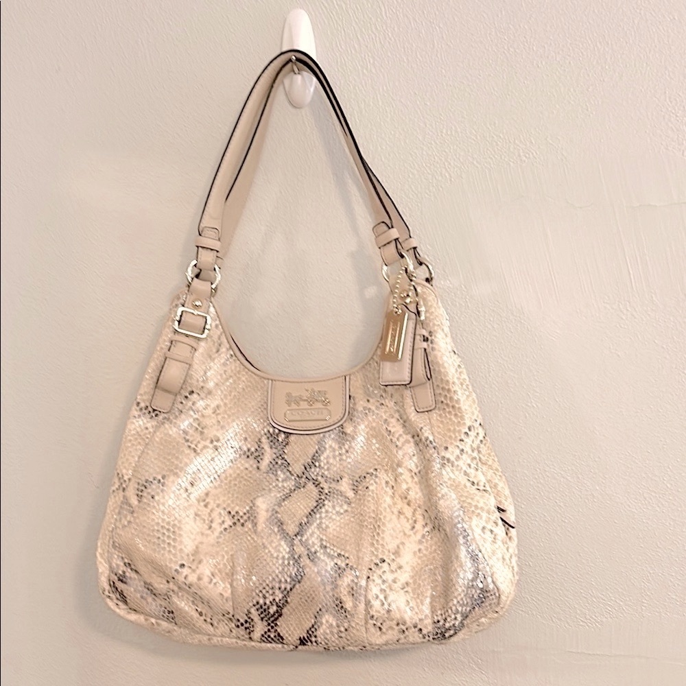 Coach Python Shoulder Bag with Gold Hardware and matching wallet